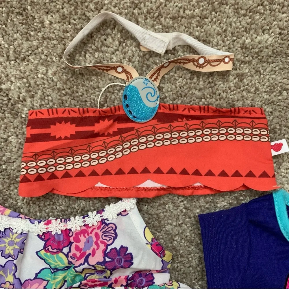 Lot Set Build A Bear Girls Clothes: Dress/Shoes/Moana Top/Cat Shirt/Jeans/Skirt